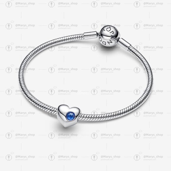 Pandora Engravable Blue Stone Heart Charm - Picture 3 of 6